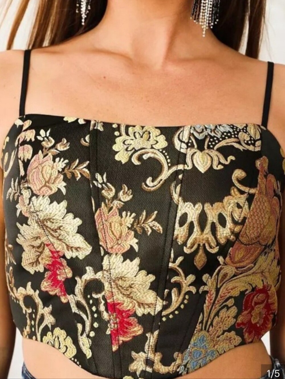 Corset Top Woven  Metallic  by A Peach. Vintage Feel. Stunning . Sz Med W.
